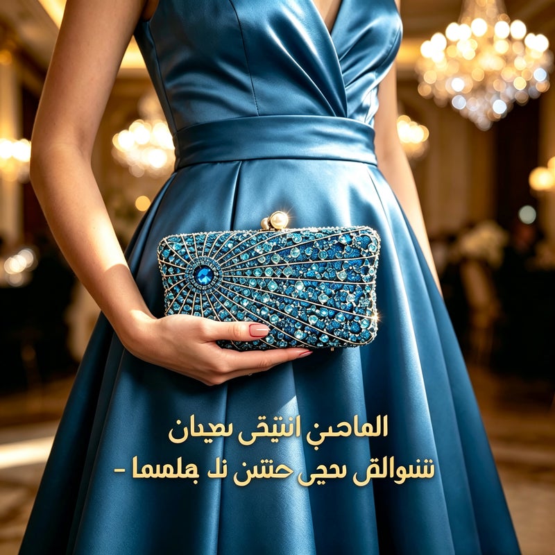 حقيبة يد مسائية نسائية كريستال أحمر تصميم شمس بقفل لؤلؤ مناسبة للحفلات والزفاف - Image 2