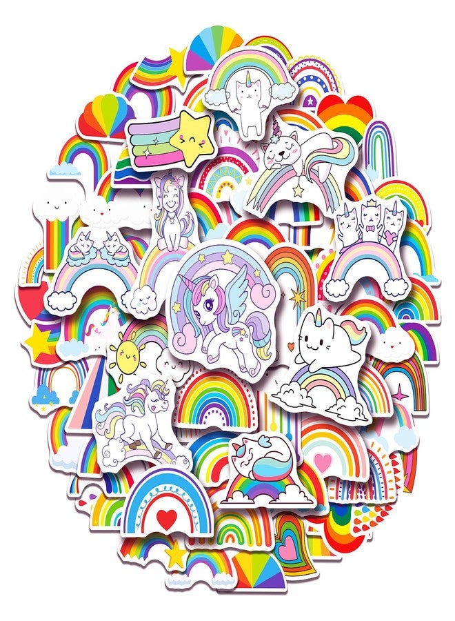 Cleverplay 100 Pack Rainbow Stickers, Rainbow Party Favors, Birthday Decorations Gifts - Image 1