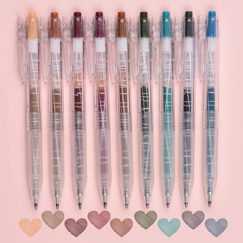 9 Color Gel Pens Set 0.5mm Pen Lead Colored Pens Retractable Gel Ink Pens Art Supplies for Children Adults Coloring Books Drawing Painting Writing Journaling - Image 1