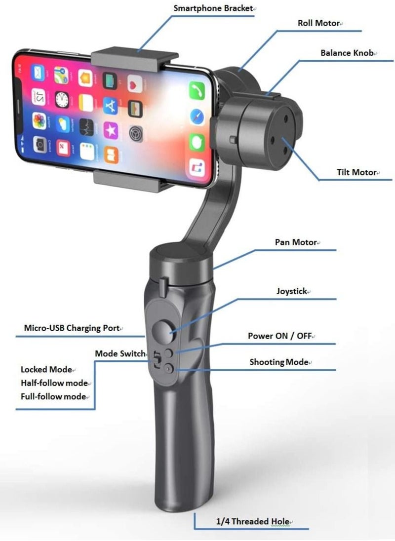 SUPERDIGIT - 3-Axis Stabilized Handheld Smartphone Gimbal GimPro 2 Gimbal Stabilizer Black - Image 1