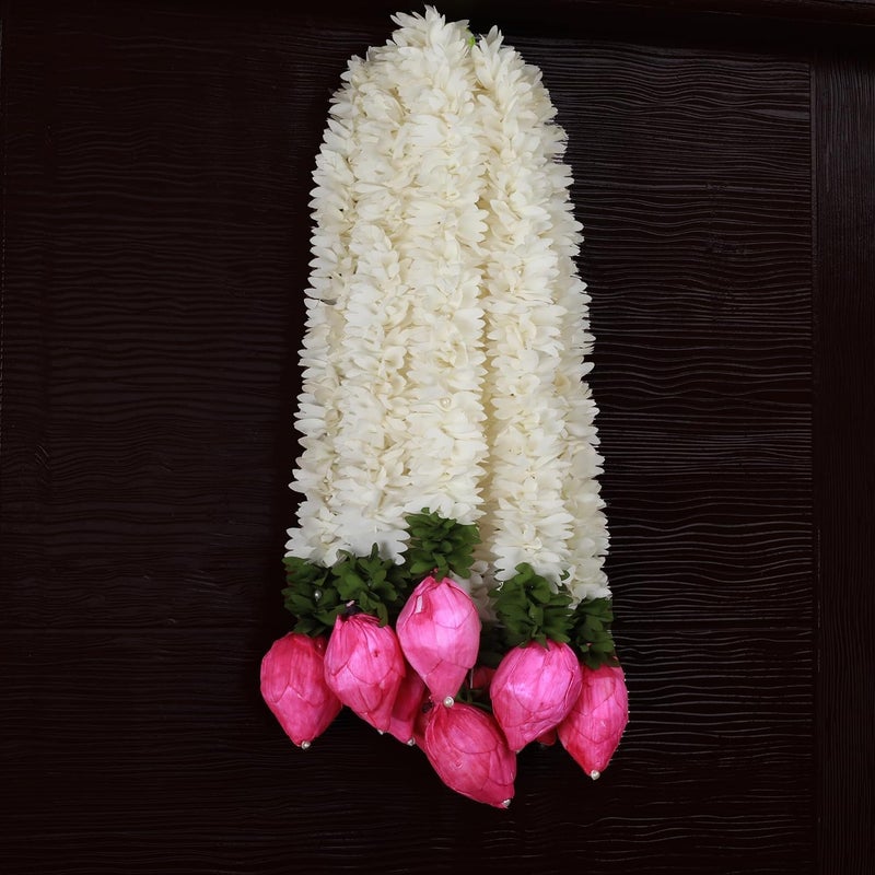 Well Art Gallery WELL ART GALLERY 5 Pcs Lotus Hangings for Diwali Decoration Home Decor Wall Door Mandir Pooja Room Office Birthday Wedding Stage Backdrop Decorative Items 373 cm Artificial Mogra Flowers Garlands  - Image 5