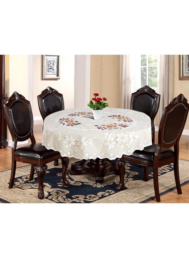 Kuber Industries Cotton Flower Design Round Table Cover for Kitchen Dining Room Restaurant Party Decoration (Cream), Standard (Hs_37_Kubmart020504) - Image 1