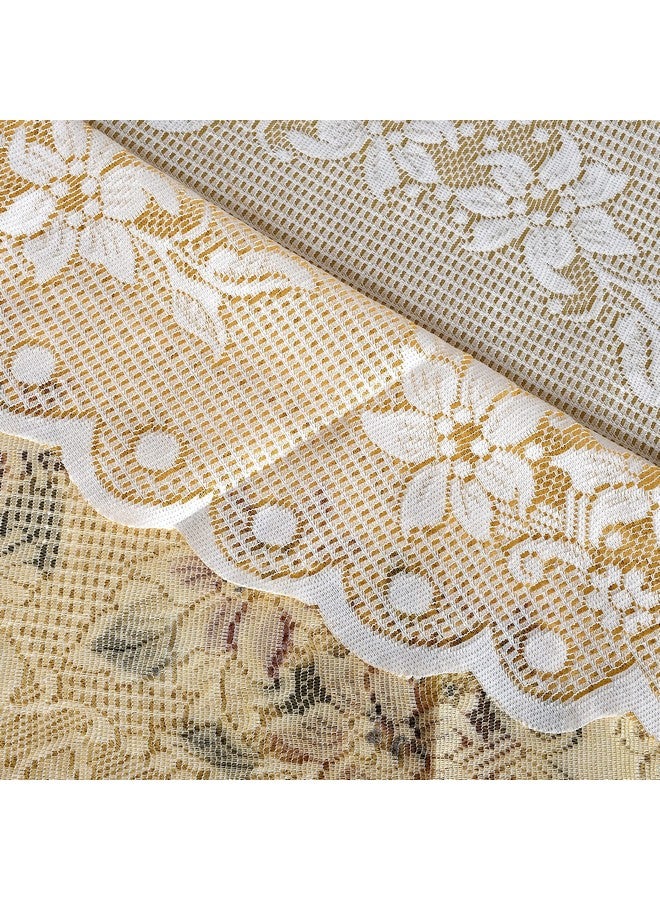 Kuber Industries Cotton Flower Design Round Table Cover for Kitchen Dining Room Restaurant Party Decoration (Cream), Standard (Hs_37_Kubmart020504) - Image 4