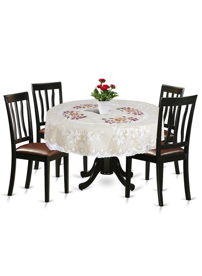 Kuber Industries Cotton Flower Design Round Table Cover for Kitchen Dining Room Restaurant Party Decoration (Cream), Standard (Hs_37_Kubmart020504) - Image 2