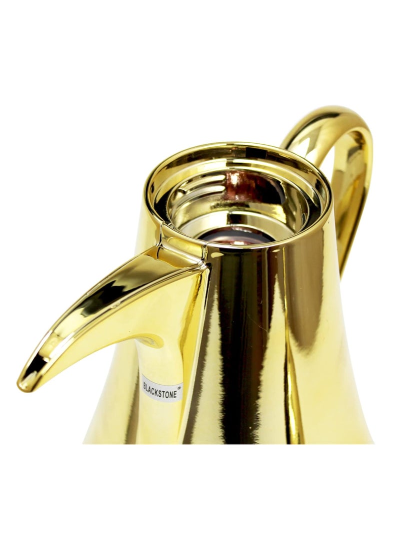 BLACKSTONE Arabic Vacuum Flask 1L | Leakproof Arabic Thermos keeps your Beverages Hot for long time (GOLD, 1000 ML)  - Image 2