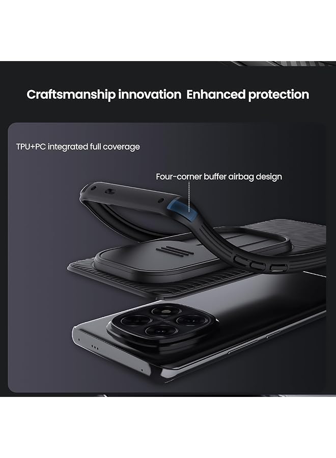 erorex For Xiaomi Redmi Note 14 Pro Plus Case Camera Lens Protection Slide Cover Tpu+Pc Shockproof Bumper Back Cover Anti Fingerprint Mobile Phone Case 14 Pro+ Slim Fit Protective Casing - Image 5