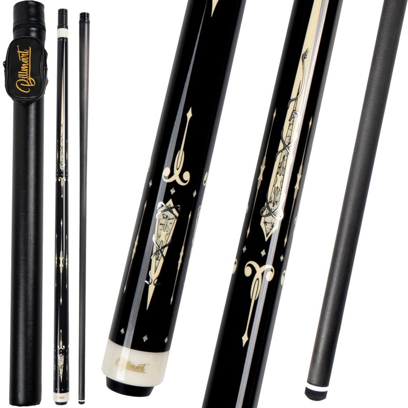 Billmart Carbon Fiber Pool Cue Stick Low Deflection Shaft Billiard Cue Sticks with Hard Case Pool Table Sticks Queue 19 oz Pool QueBlack - Image 2