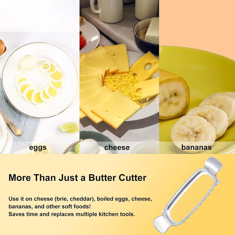 smrtcol Butter Slicer Cutter & Cheese Cutter–Multi-Use Kitchen Tool for Evenly Slicing Butter Blocks, Cheeses, Eggs & Soft Fruits–Non-Stick，Compact & Portable for Home, BBQ, Camping（2 PACK) - Image 3