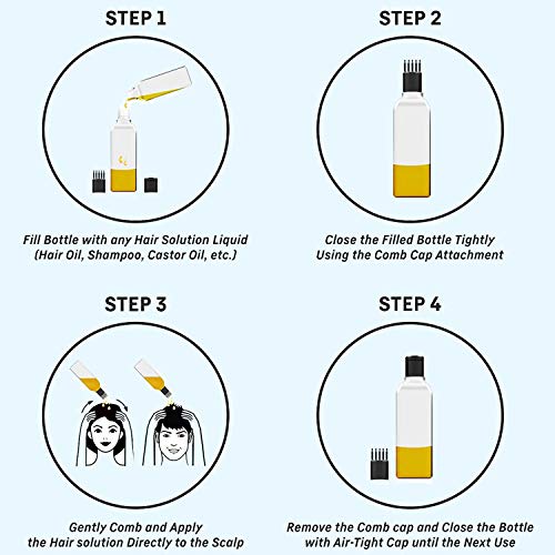VREENY Hair Root Applicator Bottle with Comb Cap for Applying Hair Oil, Shampoo and Medicine (R_A_B_Pack of 02) - Image 4