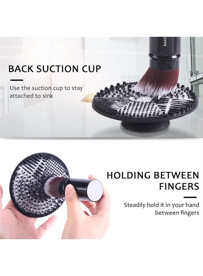Norate Makeup Brush Cleaner, Brush Cleaning Mat Make up Brush Cleaner Pad Scrubber Tool Cosmetic Silicone Brush Cleaner with Suction Cup for Valentines Day - Image 1