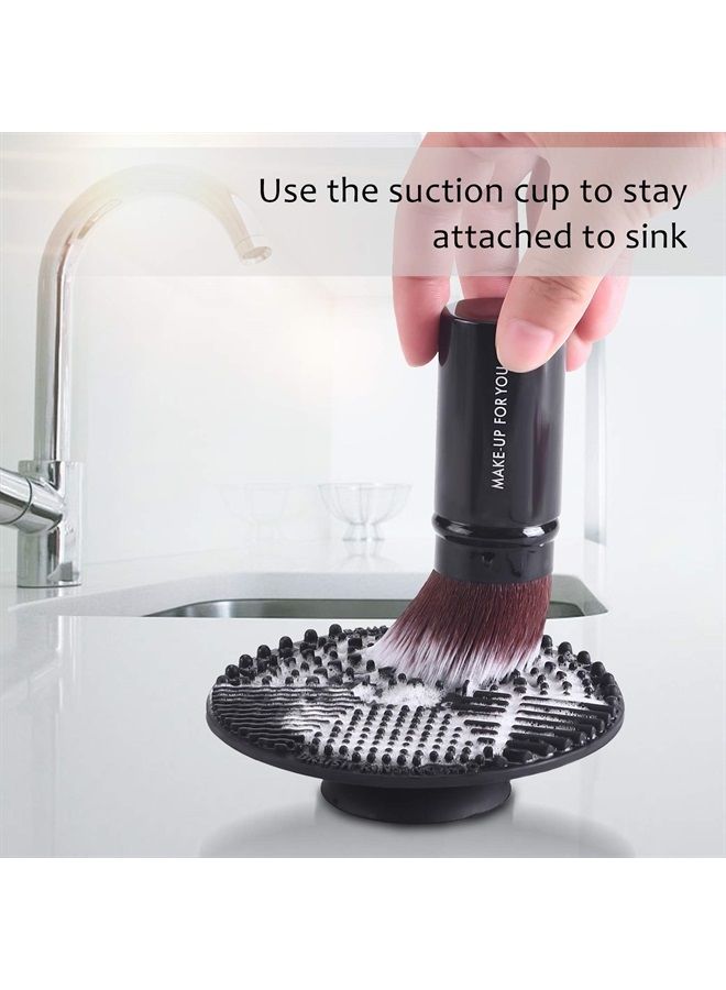 Norate Makeup Brush Cleaner, Brush Cleaning Mat Make up Brush Cleaner Pad Scrubber Tool Cosmetic Silicone Brush Cleaner with Suction Cup for Valentines Day - Image 2