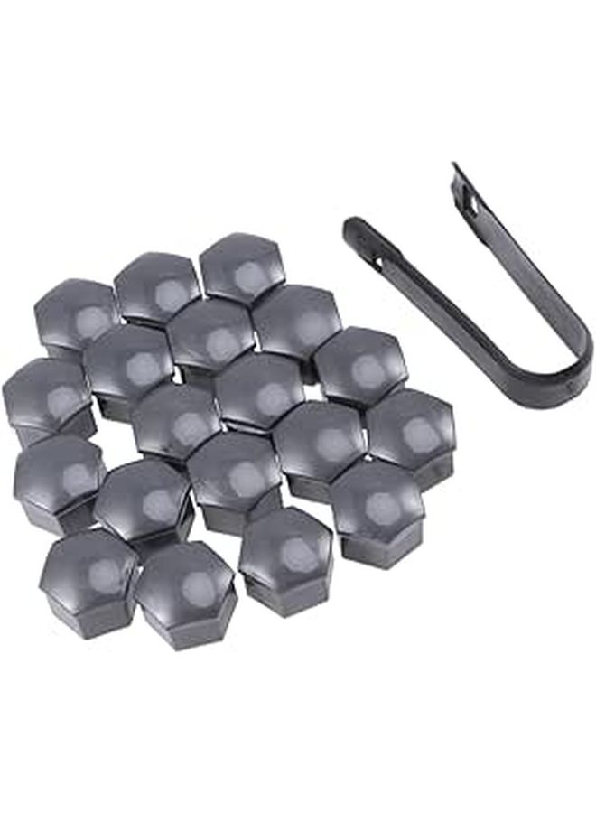 17mm Wheel Nut Covers Set Durable Grey Lug Nut Protector Caps with Clips - Image 1
