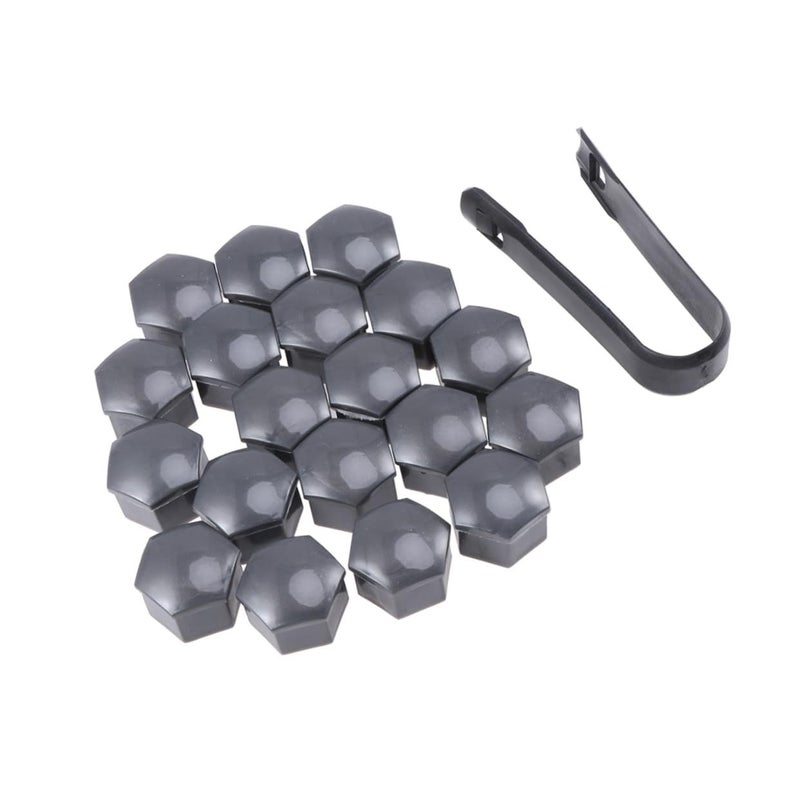 17mm Wheel Nut Covers Set Durable Grey Lug Nut Protector Caps with Clips - Image 2