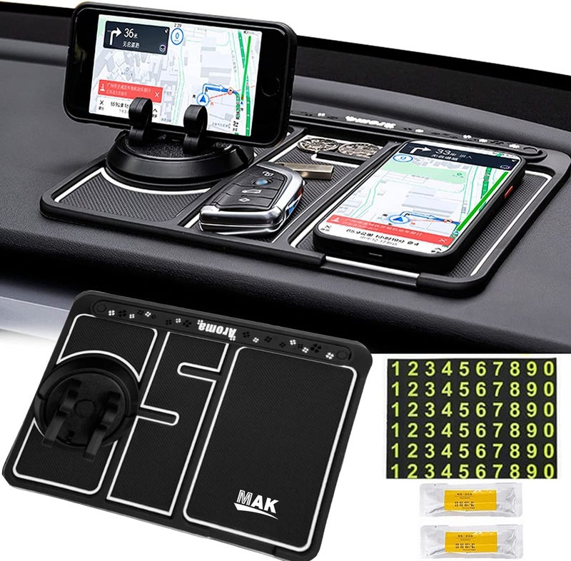 MMAK MAK Anti-Slip Car Dashboard Mat & Mobile Phone Holder Mount with Car Perfume -White Lining - Image 1