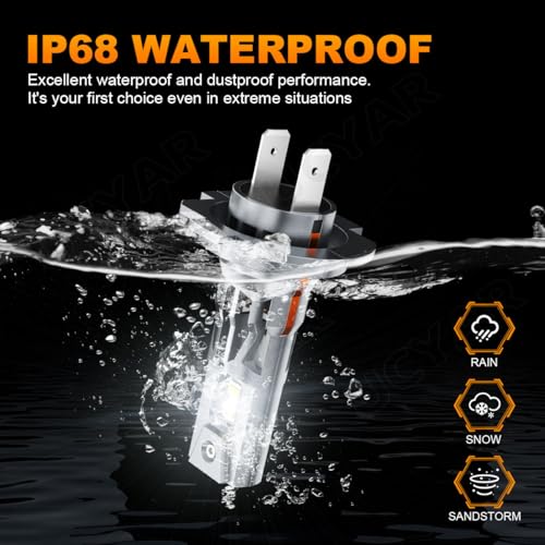UCYAR Compatible with BMW 328i Lights 2007 2008 2009 2010 2011 2012 2013 2014 2015 2016 / Hyundai Sonata 2011 2012 2013 2014, H7 High Low Beam H11 Fog Lights for Off Road, Plug and Play, Pack of 6 - Image 3