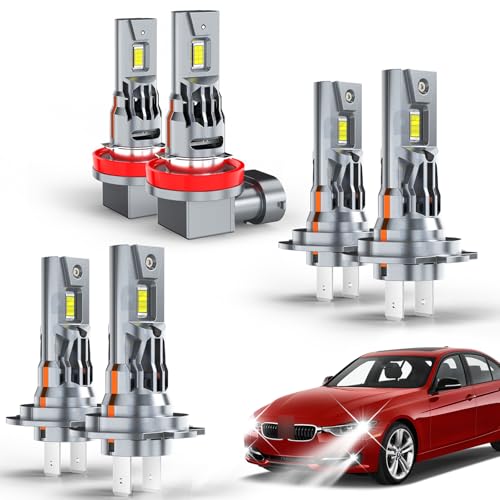 UCYAR Compatible with BMW 328i Lights 2007 2008 2009 2010 2011 2012 2013 2014 2015 2016 / Hyundai Sonata 2011 2012 2013 2014, H7 High Low Beam H11 Fog Lights for Off Road, Plug and Play, Pack of 6 - Image 1