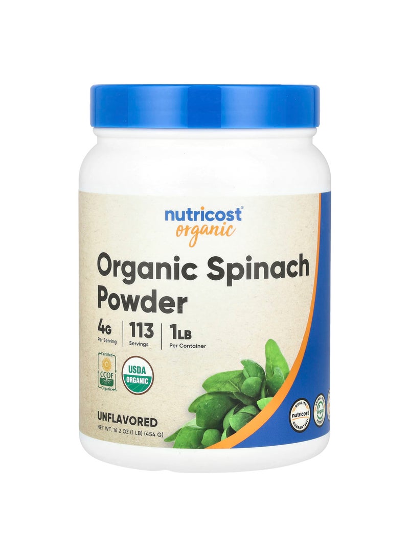 Nutricost Organic Spinach Powder, Unflavored, 16.2 oz (454 g)