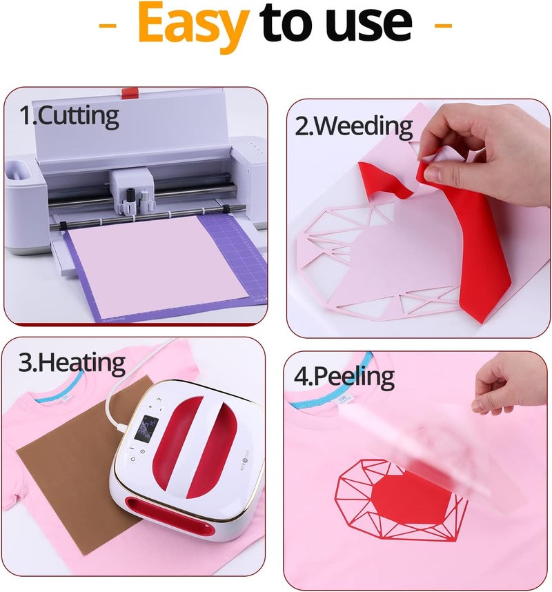 HTVRONT Red Heat Transfer Vinyl Bundle - 10 Pack 12" x 10" HTV Vinyl for T-Shirt, Red Iron on Vinyl for All Cutting Machine or Heat Press Machine - Image 4