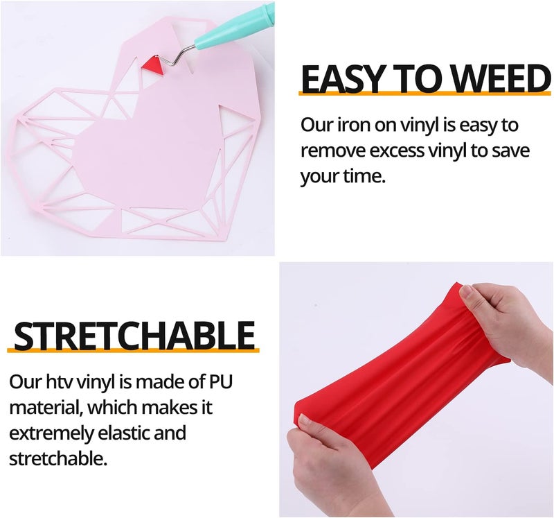 HTVRONT Red Heat Transfer Vinyl Bundle - 10 Pack 12" x 10" HTV Vinyl for T-Shirt, Red Iron on Vinyl for All Cutting Machine or Heat Press Machine - Image 3