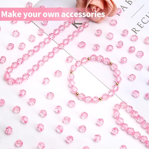 BONNY BOXX 1000pcs 6mm Acrylic Faceted Round Crystal Beads Transparent Pink Loose Spacer Craft Beads for DIY Bracelet Necklace Earring Keychain Jewelry Making Bags Decoration - Image 4