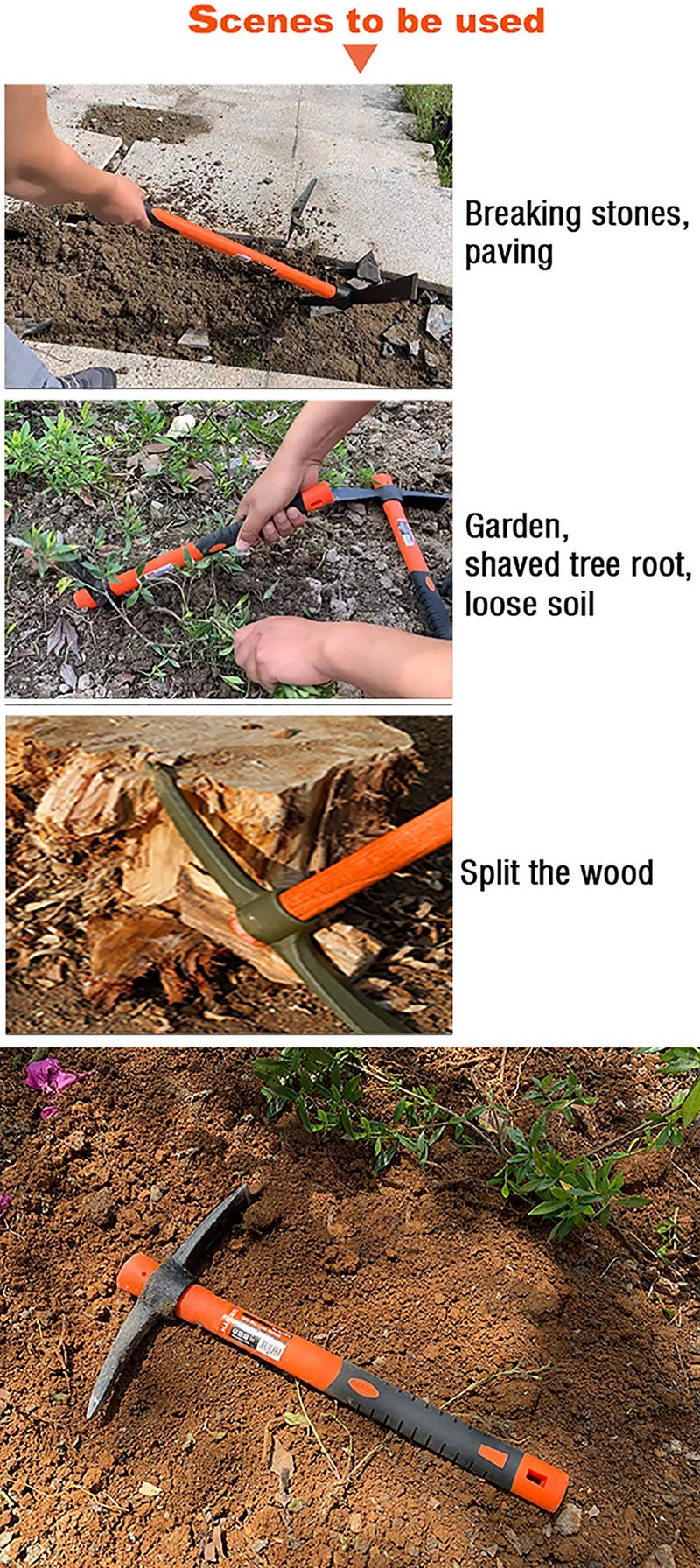 Harden 400 grams Garden Agriculture Mini Pick Mattock tool with 38cm Ergonomic Fiberglass Handle - Forged Fine Grain Steel Head - 590604 - Image 5