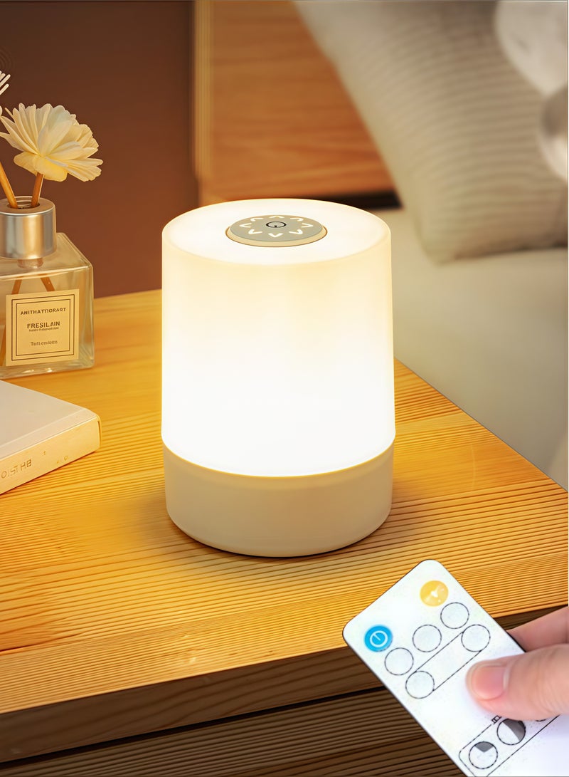 Rechargeable Touch Night Light, Dimmable LED Bedside Lamp (with Remote Control), USB Charging, 2400 mAh Battery, Long Battery Life, 3 Color Temperatures, Timer, Suitable for Bedroom, Dormitory and N  - Image 1