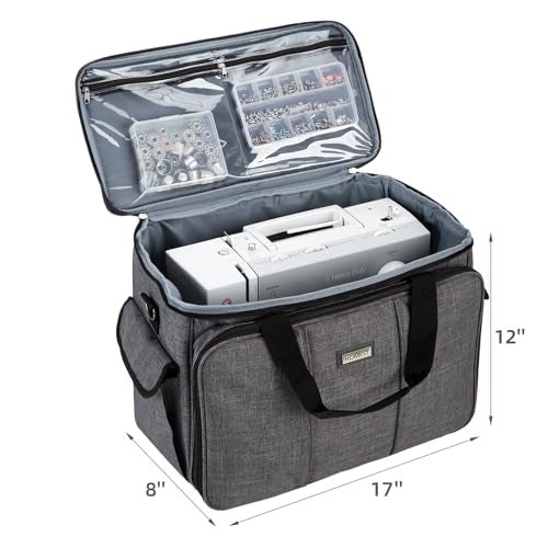 HOMEST Sewing Machine Carrying Case with Multiple Storage Pockets, Universal Tote Bag with Shoulder Strap Compatible with Most Standard Singer, Brother, Janome, Grey (Patent Design) - Image 4