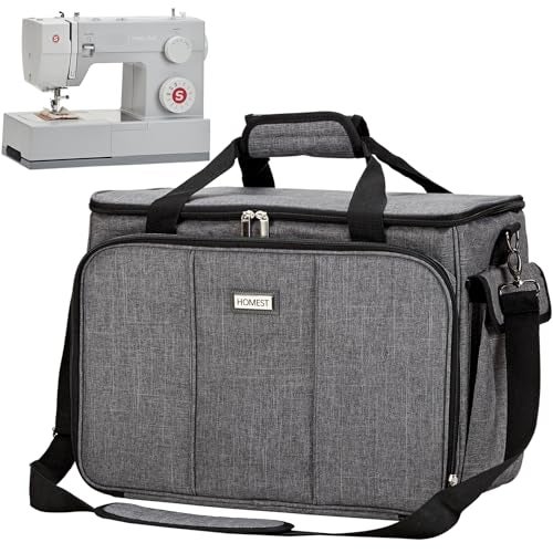 HOMEST Sewing Machine Carrying Case with Multiple Storage Pockets, Universal Tote Bag with Shoulder Strap Compatible with Most Standard Singer, Brother, Janome, Grey (Patent Design) - Image 1
