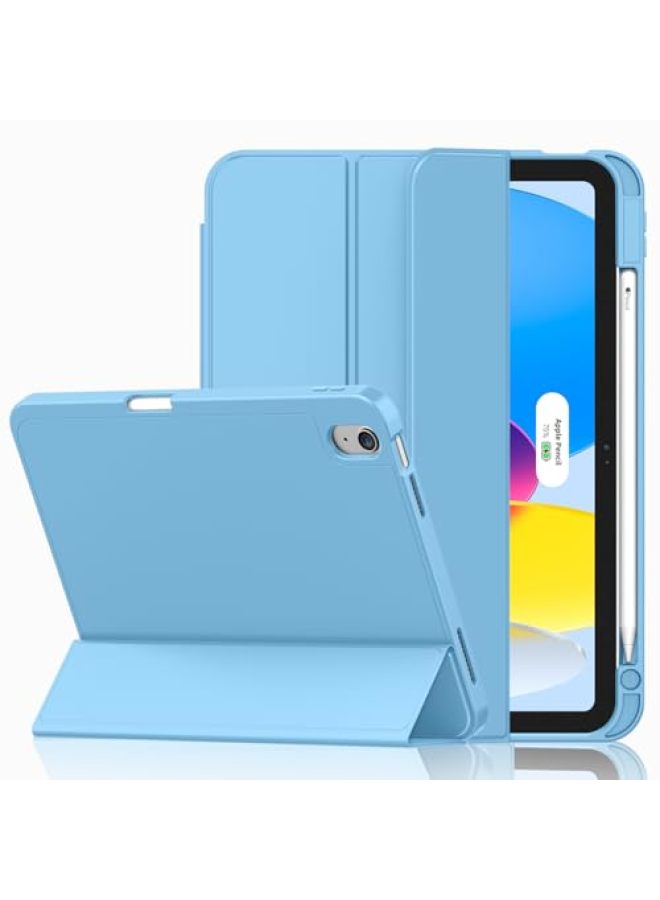 iMieet حافظة iMieet لجهاز iPad (A16)/الجيل العاشر من iPad [11 بوصة 2025/10.9 بوصة 2022]، حافظة ذكية قابلة للطي ثلاثية مع حامل وحامل قلم وظهر TPU ناعم، تدعم Touch ID (أسود) - Image 1