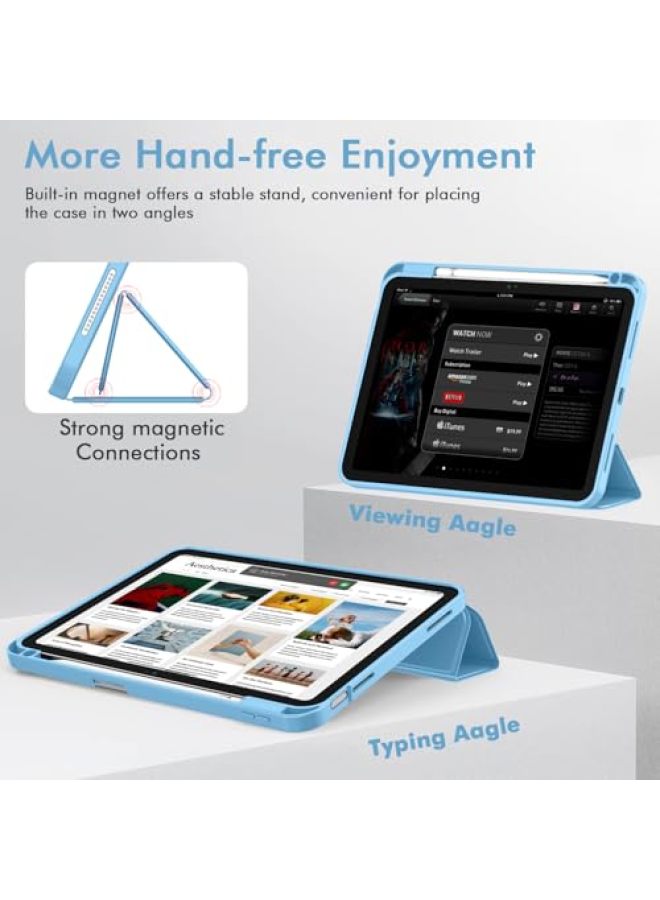 iMieet حافظة iMieet لجهاز iPad (A16)/الجيل العاشر من iPad [11 بوصة 2025/10.9 بوصة 2022]، حافظة ذكية قابلة للطي ثلاثية مع حامل وحامل قلم وظهر TPU ناعم، تدعم Touch ID (أسود) - Image 3