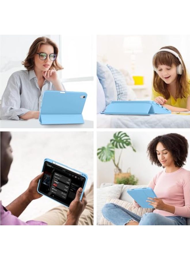 iMieet حافظة iMieet لجهاز iPad (A16)/الجيل العاشر من iPad [11 بوصة 2025/10.9 بوصة 2022]، حافظة ذكية قابلة للطي ثلاثية مع حامل وحامل قلم وظهر TPU ناعم، تدعم Touch ID (أسود) - Image 4