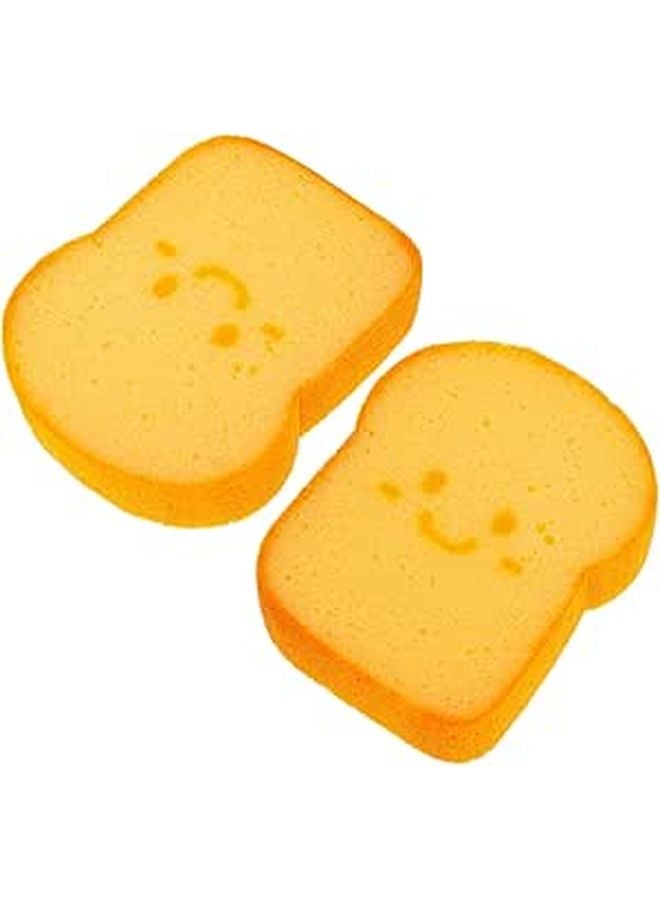 Dual Sided Thick Toast Shaped Kitchen Sponge Scrubber Reusable Food Grade Cellulose - Image 1