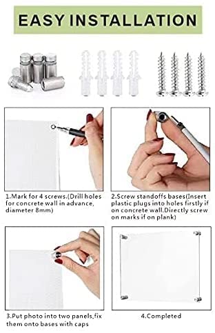 Ludery 8x8 Clear Acrylic Wall Mount Floating Frameless Picture Frame Clear Acrylic Photo Frame for Wall  Frameless Picture Frame Panel For Degree Certificat  artwork and family portraits-1pack - Image 5