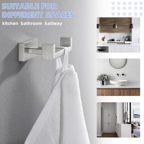 Suyar Double Towel Hook Brushed Nickel, SUS 304 Stainless Steel Bathroom Towel Holder, Coat Robe Wall Hook - Image 4