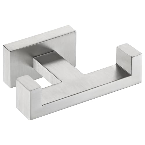 Suyar Double Towel Hook Brushed Nickel, SUS 304 Stainless Steel Bathroom Towel Holder, Coat Robe Wall Hook - Image 1