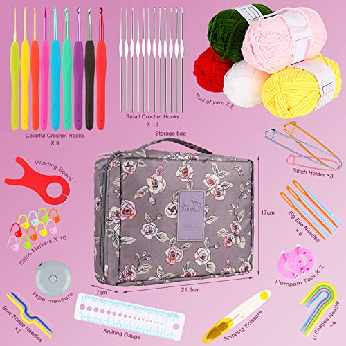 Aeelike Crochet Kit Multi Size Crochet Hooks Set 0.6mm-6mm, Full Crochet Kit for Beginners Adults, Crochet Hooks Set with Case Accessories - Crochet Gift for Mother & Grandmother (Purple Flower) - Image 2
