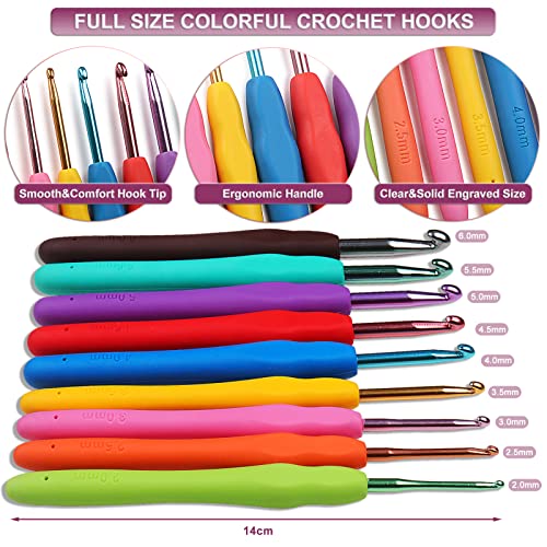 Aeelike Crochet Kit Multi Size Crochet Hooks Set 0.6mm-6mm, Full Crochet Kit for Beginners Adults, Crochet Hooks Set with Case Accessories - Crochet Gift for Mother & Grandmother (Purple Flower) - Image 4