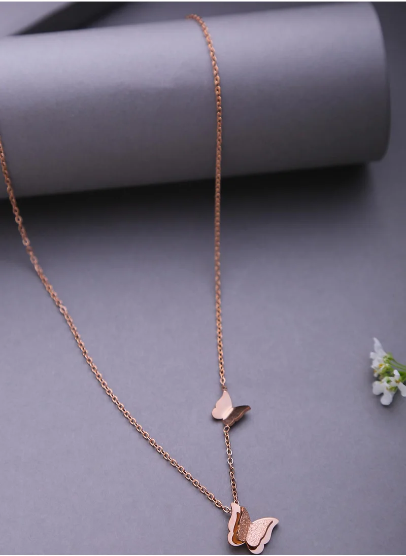 SOHI Butterfly Shaped Pendant With Chain Necklace