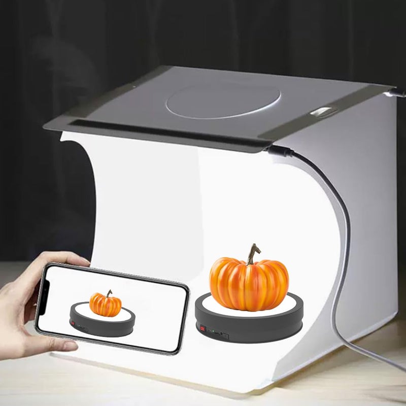 JAYEGT Variety Colors LED Light Non-Slip Rotating Display Stand , 66lbs Load, 360 Degree Photography Turntable for Glass Crystal Spherical Artwork (8.66inch / 6Color LED Light / Black / Rechargeable) - Image 3