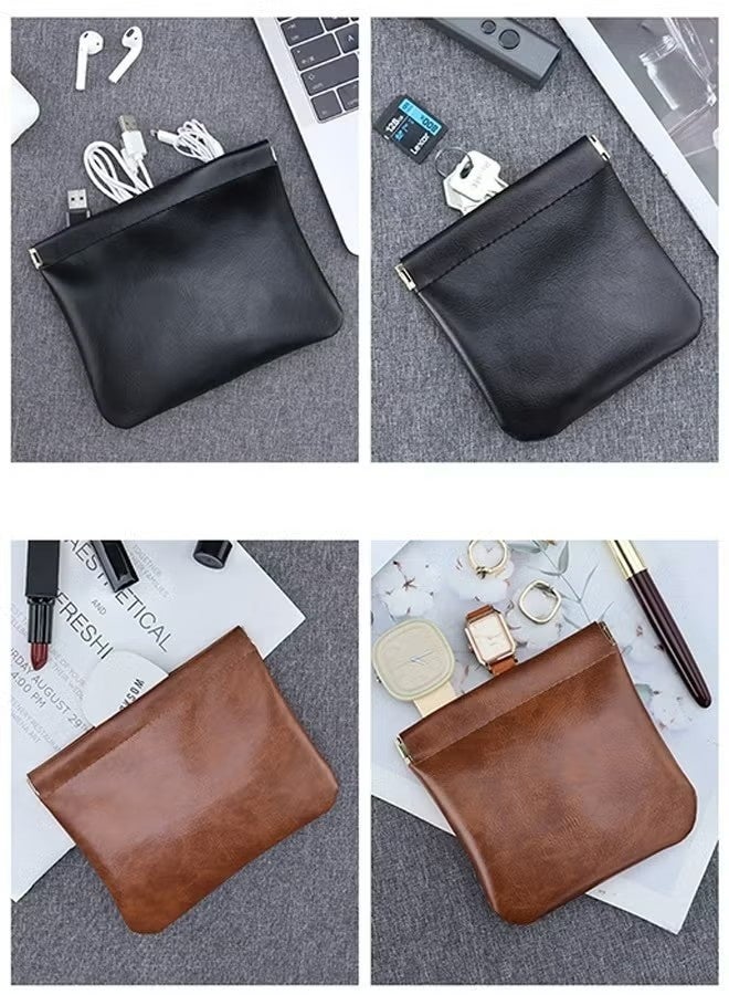 قطعتان من حافظات النقود الجلدية القابلة للضغط للرجال والنساء، محفظة نقود، حامل للعملات المعدنية، المفاتيح، سماعات الأذن، البطاقات، سماعات AirPods، إلخ. - Image 5