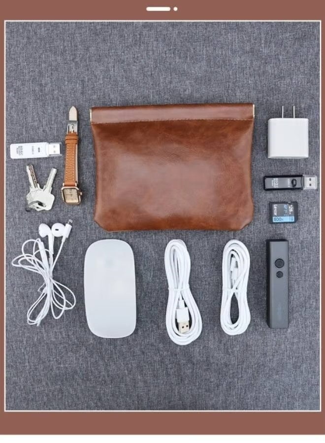 قطعتان من حافظات النقود الجلدية القابلة للضغط للرجال والنساء، محفظة نقود، حامل للعملات المعدنية، المفاتيح، سماعات الأذن، البطاقات، سماعات AirPods، إلخ. - Image 3