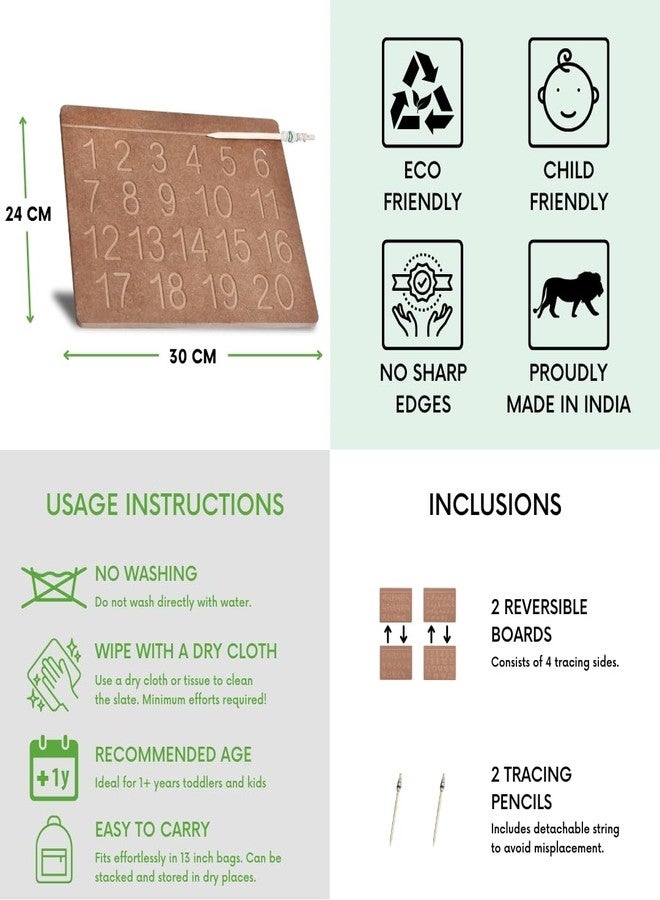 CRYA Gujarati Educational Tracing Wooden Board for Kids | Handwriting, Counting and Learning Montessori Slates | Reversible Set of 2 Puzzles (Gujarati, Cursive English and Numbers) - Image 5