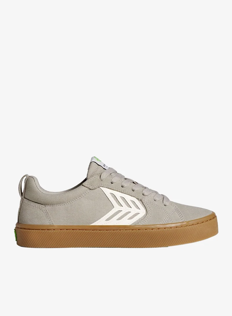 Cariuma CATIBA PRO Gum Cloud Grey Suede and Canvas Ivory Logo Sneaker