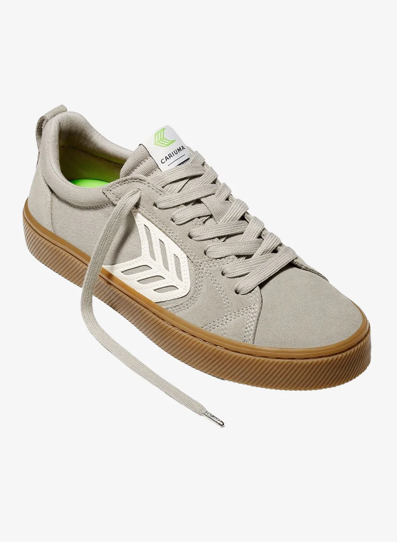 Cariuma CATIBA PRO Gum Cloud Grey Suede and Canvas Ivory Logo Sneaker