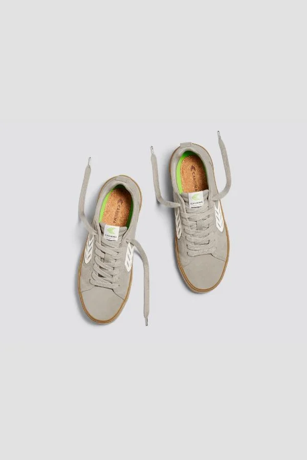 Cariuma CATIBA PRO Gum Cloud Grey Suede and Canvas Ivory Logo Sneaker