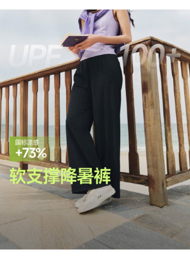 Beneunder New Women'S Trousers, Casual Wide-Leg Cuffed Pants, Quick-Dry Ice Silk, Slimming Outdoor Wear - Image 1