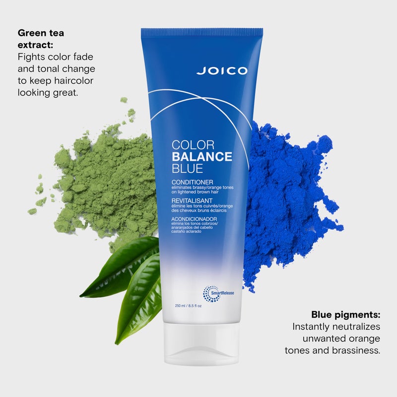 Joico Color Balance Blue Conditioner | For Lightened Brown Hair | Eliminate Brassy Orange Tones | Boost Color Vibrancy & Shine | UV Protection | With Rosehip Oil & Green Tea Extract | 8.5 Fl Oz - Image 5