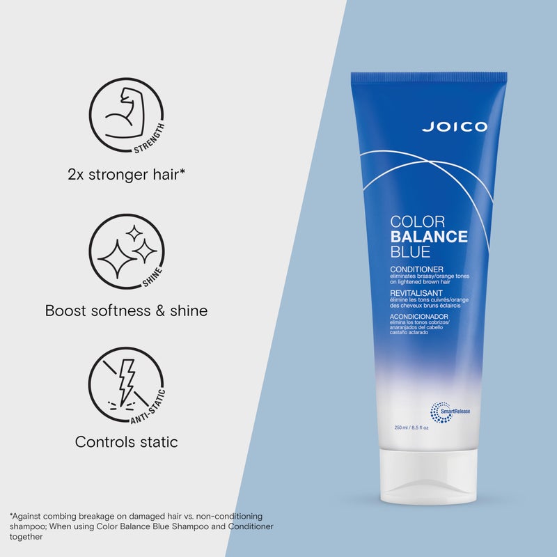 Joico Color Balance Blue Conditioner | For Lightened Brown Hair | Eliminate Brassy Orange Tones | Boost Color Vibrancy & Shine | UV Protection | With Rosehip Oil & Green Tea Extract | 8.5 Fl Oz - Image 3