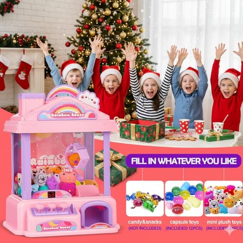 ROHSCE Mini Claw Machine for Kids Girl Toys for Ages 813 Arcade Game Toy Claw Machine Electric Candy Vending Machine Toy with LED Lights Adjustable Sound Birthday Gifts for Girls Ages 4 Pink - Image 5