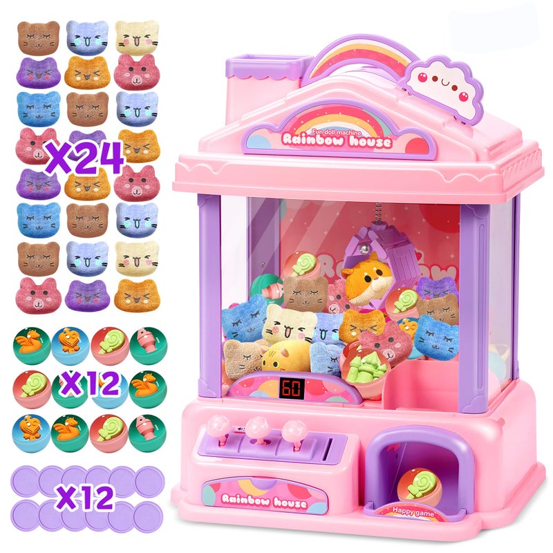 ROHSCE Mini Claw Machine for Kids Girl Toys for Ages 813 Arcade Game Toy Claw Machine Electric Candy Vending Machine Toy with LED Lights Adjustable Sound Birthday Gifts for Girls Ages 4 Pink - Image 3
